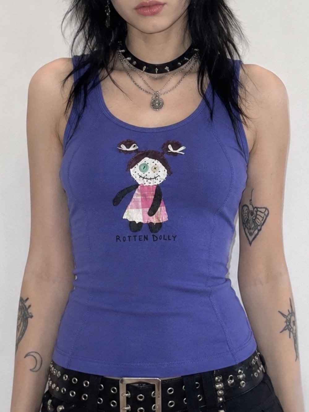 Rotten Dolly Purple Patchwork Tank Handmade Original by Cursed Kitty Clothing